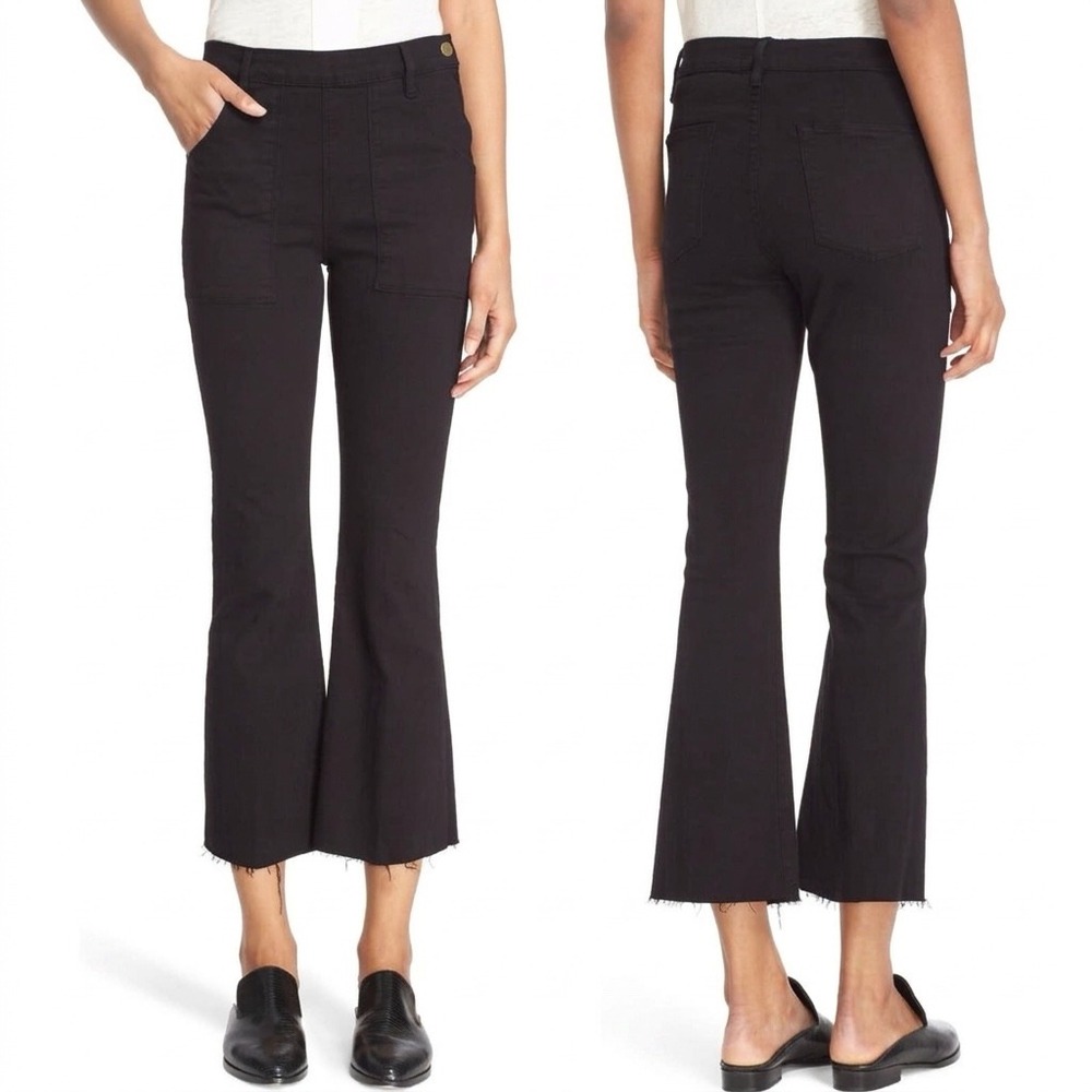 FRAME Denim Le Flare De‎ Francoise Film Noir Black Side Zip Flare Jeans Size 31